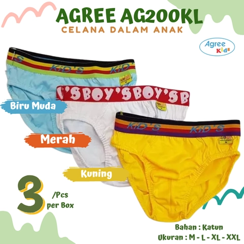 Agree AG200KL Daleman Anak CD / Celana Dalam Anak Cowok Laki Laki 1 Box Isi 3 Pcs